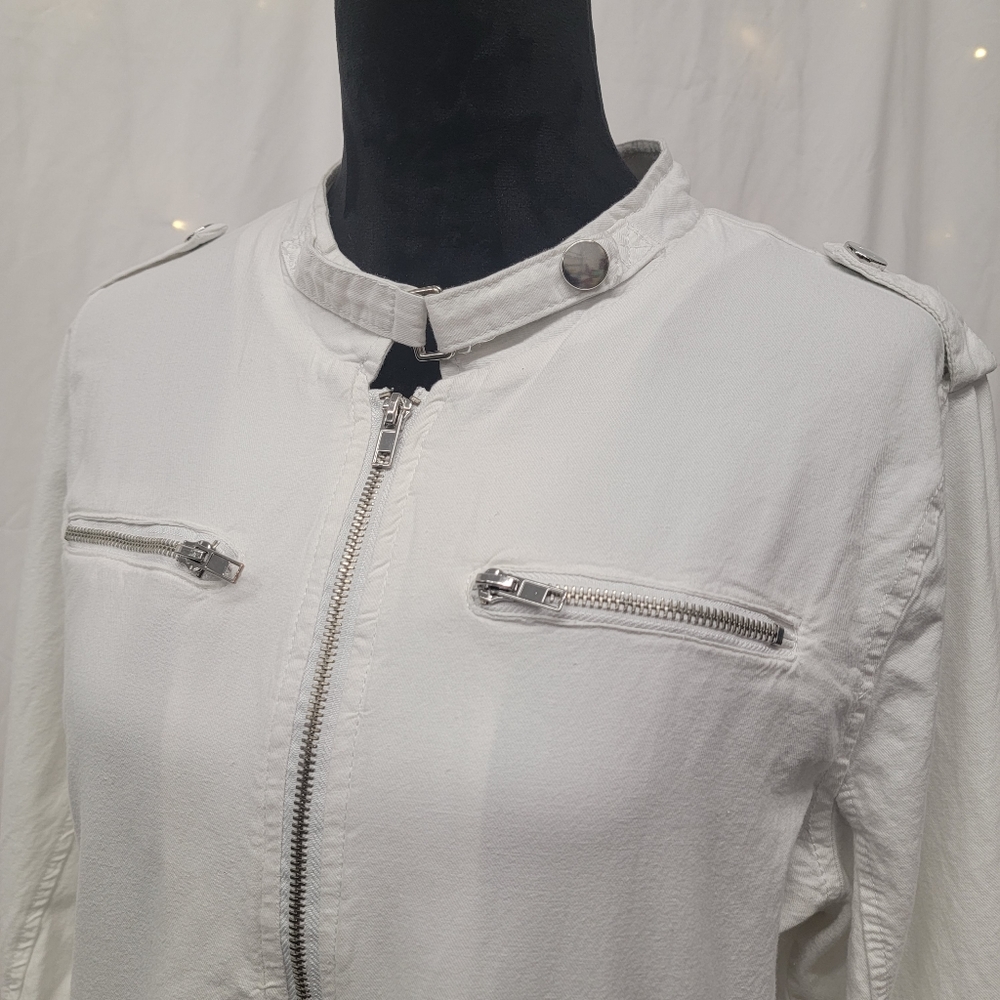 White Embroidered Bomber Jacket Set